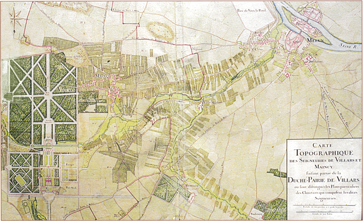 Carte topographique des Seigneuries de Villars et Maincy faisant partie de la Duché-Pairie de Villars par Paul Desquinemare (1740) Carte topographique des Seigneuries de Villars et Maincy faisant partie de la Duché-Pairie de Villars par Paul Desquinemare (1740)