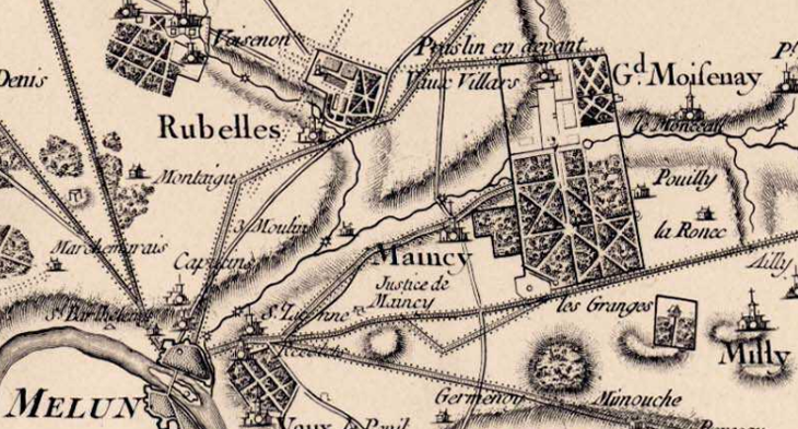 Dtail de la carte de Cassini (entre 1764 & 1784) - Carte gnrale de la France. 007, [Fontainebleau - tampes]. N7 (Nouvelle dition)