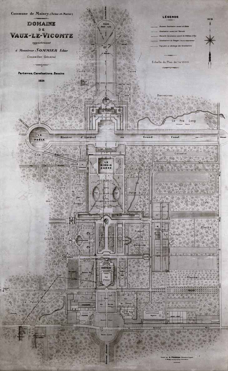 Plan de A. Poussier - Parterres, Canalisations, Bassins
